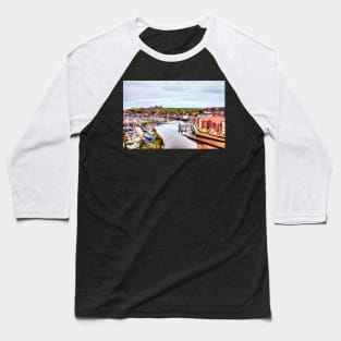 Whitby Marina And Harbor And Abbey And Church Baseball T-Shirt